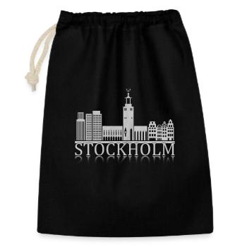 Stockholm Skyline Spiegelung - Geschenkbeutel aus Baumwolle (30 x 45 cm) - Schwarz - Vorne