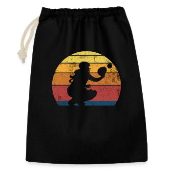 Catcher Softballspieler Vintage - Geschenkbeutel aus Baumwolle (30 x 45 cm) - Schwarz - Vorne