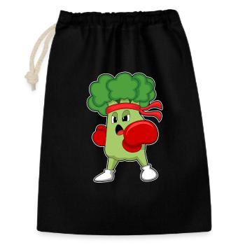 Boxers en brocoli, gants de boxe, boxe - Sac cadeau 30 x 45 cm - noir - Devant