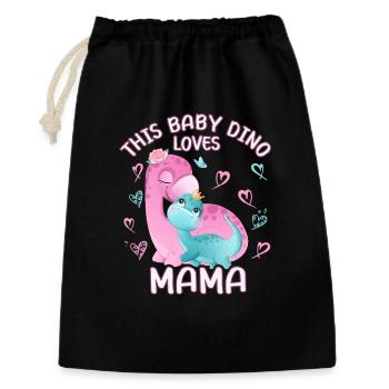 Mama Dino Babydino Brontosaurus - Geschenkbeutel aus Baumwolle (30 x 45 cm) - Schwarz - Vorne