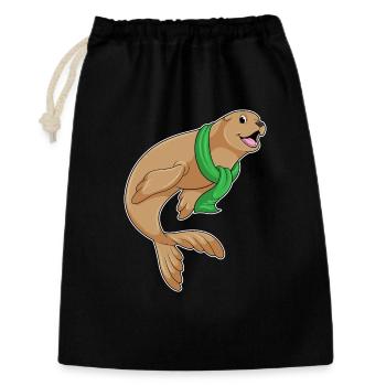 Foulard de phoque - Sac cadeau 30 x 45 cm - noir - Devant