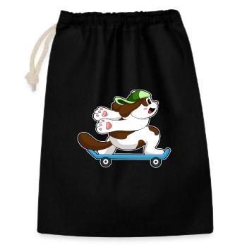 Skateboard Dog Skateur - Sac cadeau 30 x 45 cm - noir - Devant