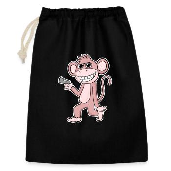 Monkey with pistol - Gift Bag 30 x 45 cm - black - Front