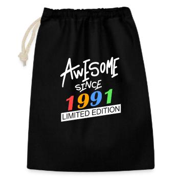 1991 - Né en 1991 - Né en 1991 - Sac cadeau 30 x 45 cm - noir - Devant
