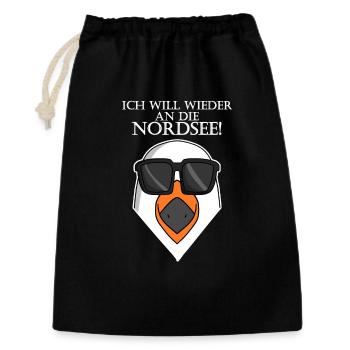 Nordsee Plattdeutsch Spruch Moin Möwe - Geschenkbeutel aus Baumwolle (30 x 45 cm) - Schwarz - Vorne