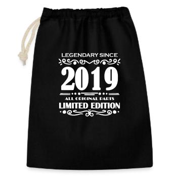 2019 - Year 2019 - Year of construction 2019 Spruch - Gift Bag 30 x 45 cm - black - Front