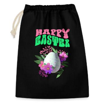 Happy Easter Easter Egg Floral Art - Gift Bag 30 x 45 cm - black - Front