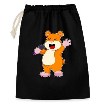 Chanteur de hamster Chant au micro - Sac cadeau 30 x 45 cm - noir - Devant