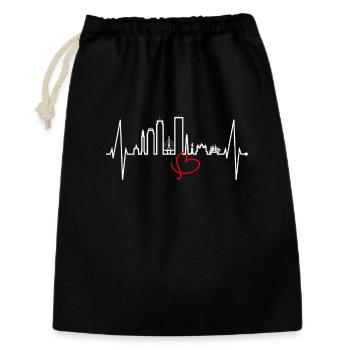 Boston Skyline Herzschlag USA Fan Herz Puls Liebe - Geschenkbeutel aus Baumwolle (30 x 45 cm) - Schwarz - Vorne