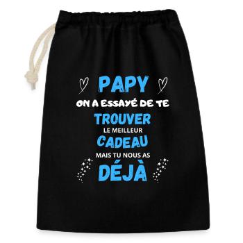 Cadeau Humour Papy Pour La Fête Des Grands Pères - Sac cadeau 30 x 45 cm - noir - Devant