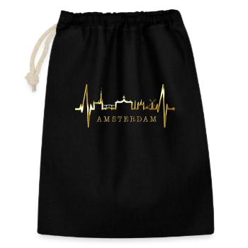Amsterdam Skyline Niederlande Herzschlag Holland - Geschenkbeutel aus Baumwolle (30 x 45 cm) - Schwarz - Vorne