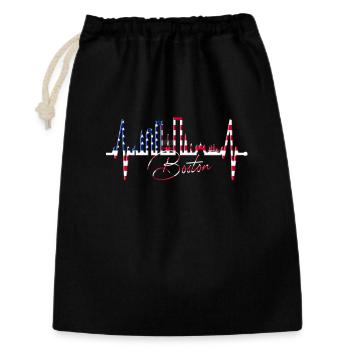Boston Skyline Herzschlag USA Fan Herz Puls Liebe - Geschenkbeutel aus Baumwolle (30 x 45 cm) - Schwarz - Vorne