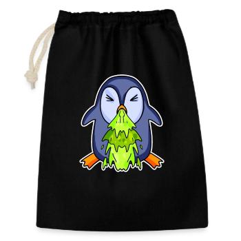 Pinguin kotzt Kotze - Geschenkbeutel aus Baumwolle (30 x 45 cm) - Schwarz - Vorne
