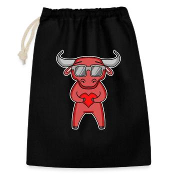 Taureau avec coeur et lunettes - Sac cadeau 30 x 45 cm - noir - Devant