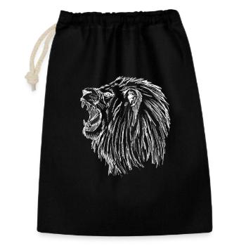 Lion rugissant - Blanc - Sac cadeau 30 x 45 cm - noir - Devant