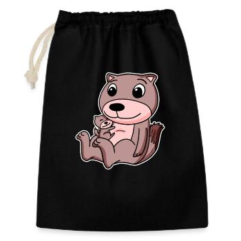 Famille de belettes - belette avec bébé - Sac cadeau 30 x 45 cm - noir - Devant