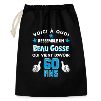 60 ans anniversaire homme cadeau drôle humour - Sac cadeau 30 x 45 cm - noir - Devant