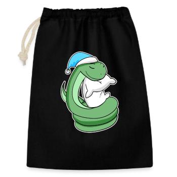 Serpent avec oreiller et bonnet somnolent - Sac cadeau 30 x 45 cm - noir - Devant