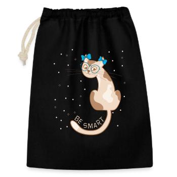 Cat, be smart - Gift Bag 30 x 45 cm - black - Front