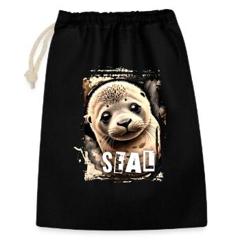 Phoque bébé phoque - Sac cadeau 30 x 45 cm - noir - Devant