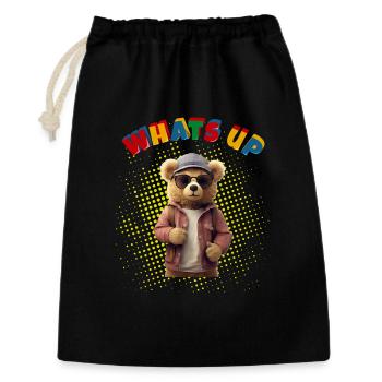 Whats Up Teddy - Funny Teddy Bear - Gift Bag 30 x 45 cm - black - Front