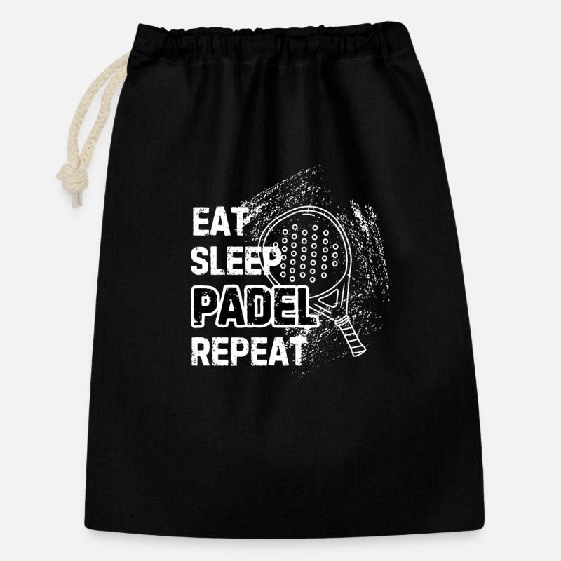 Eat Sleep Padel Repeat - Geschenkbeutel aus Baumwolle (30 x 45 cm) - Schwarz