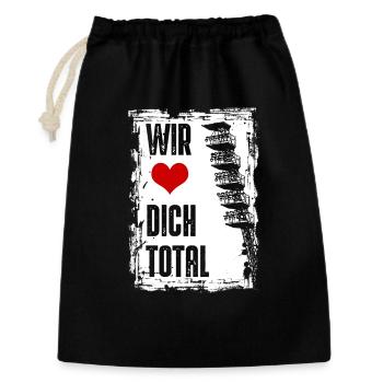 Rostock | Wir lieben dich total | Fussballverein - Geschenkbeutel aus Baumwolle (30 x 45 cm) - Schwarz - Vorne