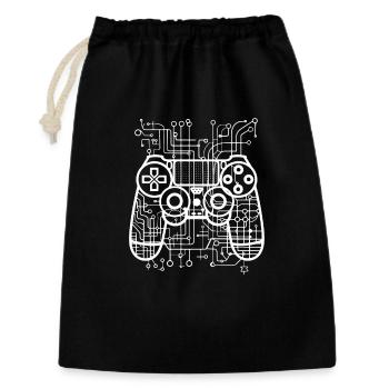 Gaming Controller Zeichnung - Geschenkbeutel aus Baumwolle (30 x 45 cm) - Schwarz - Vorne