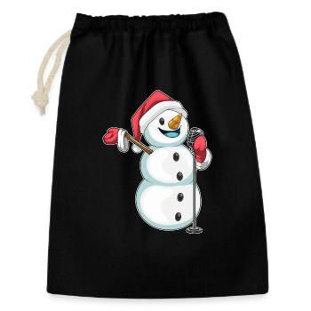 Schneemann Weihnachten Singen - Geschenkbeutel aus Baumwolle (30 x 45 cm) - Schwarz - Vorne