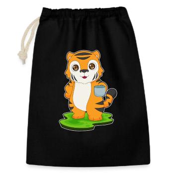 Tiger Tasse - Geschenkbeutel aus Baumwolle (30 x 45 cm) - Schwarz - Vorne