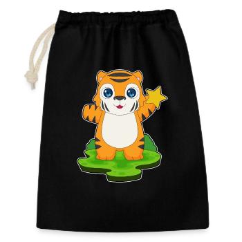 Tiger Stern - Geschenkbeutel aus Baumwolle (30 x 45 cm) - Schwarz - Vorne