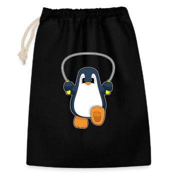 Pinguin Seilspringen Springseil Fitness - Geschenkbeutel aus Baumwolle (30 x 45 cm) - Schwarz - Vorne