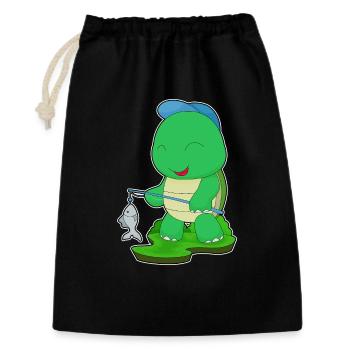 Schildkröte Angler Fisch Angeln - Geschenkbeutel aus Baumwolle (30 x 45 cm) - Schwarz - Vorne