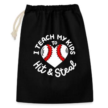 Baseball Baseballspieler - Geschenkbeutel aus Baumwolle (30 x 45 cm) - Schwarz - Vorne