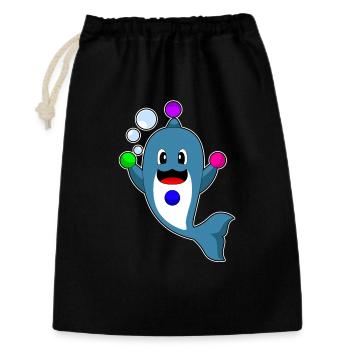 Delfin Jongleur Jonglieren - Geschenkbeutel aus Baumwolle (30 x 45 cm) - Schwarz - Vorne