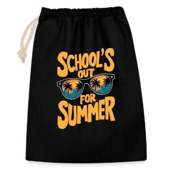 Sommerschlussverkauf mit Sonnenbrille und Palmendesign - Geschenkbeutel aus Baumwolle (30 x 45 cm) - Schwarz - Vorne