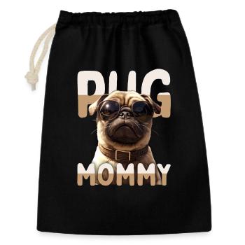 Pug Mommy Mops Mama Muttertag Pug Mom Süßer Mops - Geschenkbeutel aus Baumwolle (30 x 45 cm) - Schwarz - Vorne