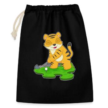 Tiger Golf Golfschläger - Geschenkbeutel aus Baumwolle (30 x 45 cm) - Schwarz - Vorne