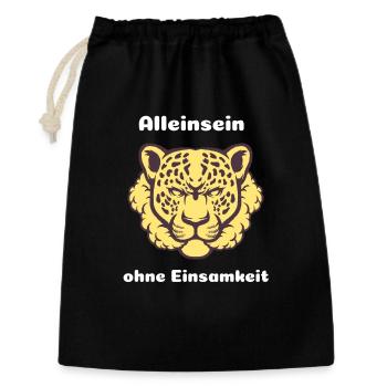 Alleinsein Ohne Einsamkeit: Leopardengeist - Geschenkbeutel aus Baumwolle (30 x 45 cm) - Schwarz - Vorne