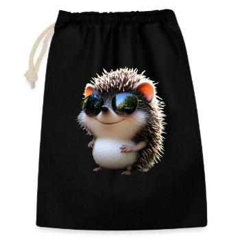 Igel Weißbauchigel Stacheligel Liebe Süßer Igel - Geschenkbeutel aus Baumwolle (30 x 45 cm) - Schwarz - Vorne