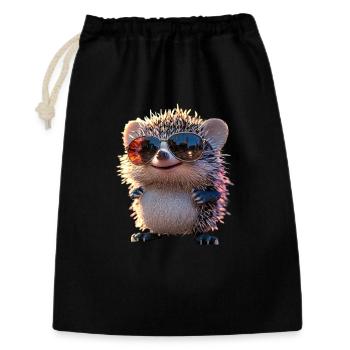 Igel Weißbauchigel Stacheligel Liebe Süßer Igel - Geschenkbeutel aus Baumwolle (30 x 45 cm) - Schwarz - Vorne
