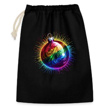 Regenbogen Weihnachtskugel LGBTQ Weihnachten - Geschenkbeutel aus Baumwolle (30 x 45 cm) - Schwarz - Vorne