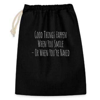 Good Things Happen When You Smile Or Naked - Gift Bag 30 x 45 cm - black - Front