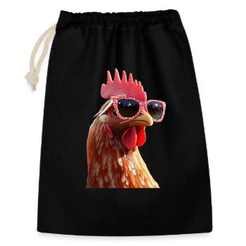 Poulet Poulet Poule Ferme Fermier Poulets mignons - Sac cadeau 30 x 45 cm - noir - Devant