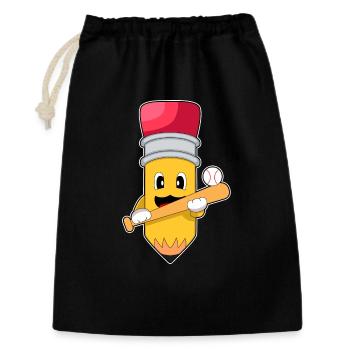Bleistift Baseball Baseballschläger - Geschenkbeutel aus Baumwolle (30 x 45 cm) - Schwarz - Vorne