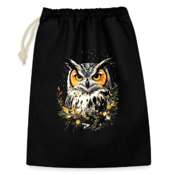 Eule Schleiereule Kauz Uhu Owl Süße Eulen - Geschenkbeutel aus Baumwolle (30 x 45 cm) - Schwarz - Vorne