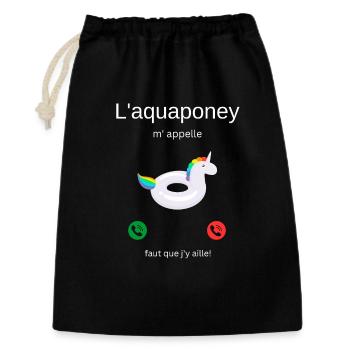 Das Aquapony ruft mich, ich muss gehen! - Geschenkbeutel aus Baumwolle (30 x 45 cm) - Schwarz - Vorne