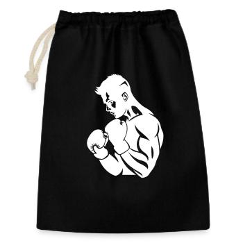 Dessin de boxeur - Sac cadeau 30 x 45 cm - noir - Devant