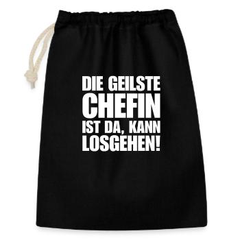 Lustiger Chefinnen Spruch die beste Chefin Humor - Geschenkbeutel aus Baumwolle (30 x 45 cm) - Schwarz - Vorne