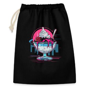 Eisbecher Retrowave - Geschenkbeutel aus Baumwolle (30 x 45 cm) - Schwarz - Vorne